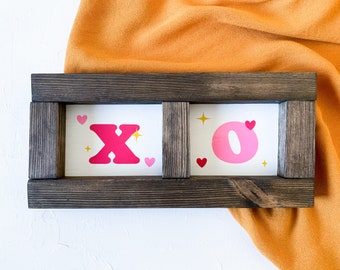 XO and Heart Wood Sign