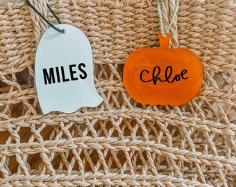 Ghost and Pumpkin Custom Name Tags