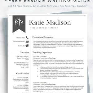Teacher Resume Template Etsy