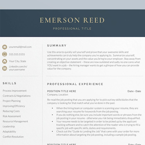 Paper Word & Google Docs Resume Template Modern and Clean Executive ...