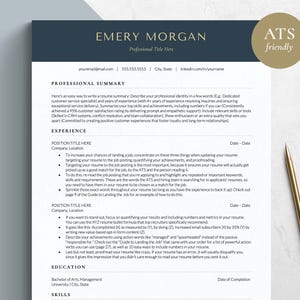 Plantilla de currículum vítae para Google Docs, Microsoft Word y Pages: formato de CV compatible con ATS, plantilla de CV con carta de presentación, descarga instantánea