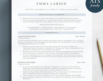 ATS Friendly Resume Template for Google Docs, Word and Pages Resume, ATS Compatible Resume Template, Professional Executive Resume Template