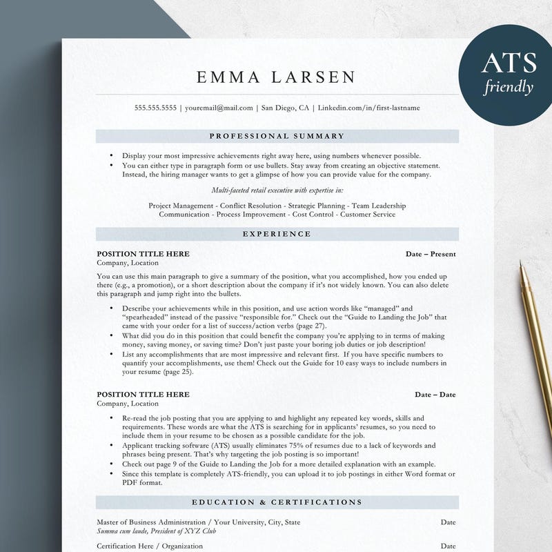 2026 Resume Template Etsy UK