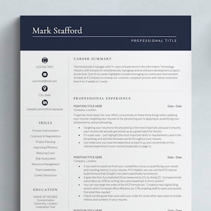 Engineer Resume Template for Word, Pages & Google Docs | Professional Resume and Matching Cover Letter Package, Software Engineer, IT Resume