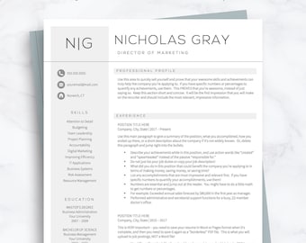 Director Resume Template for Word and Pages + Free Cover Letter Resume Tips | One, Two, Three Page Resume Templates, Beige Tan Resume CV