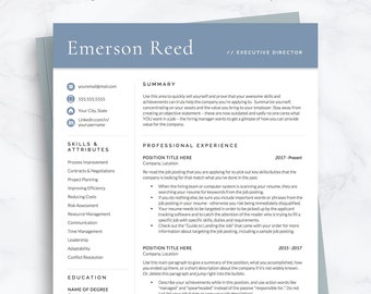 Executive Resume Template | Professional Resume Template for Word & Pages, Manager Resume Template, 3 Page Resume for C Level Job Applicants