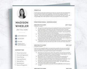 Two Page Resume Template with Photo, CV Template with photo, Creative Resume Template for Word & Pages, Modern CV Resume Design