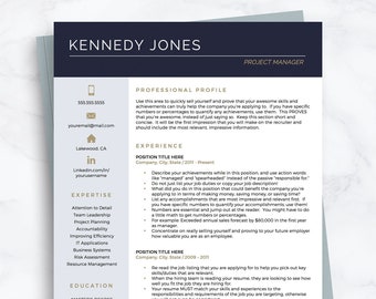 Project Manager Resume Template, Creative CV Template for Word and Pages / Public Relations Resume Design | 1 2 and 3 page Curriculum Vitae