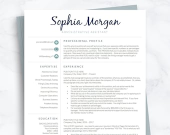 Executive Assistant Resume Template for Word and Pages | 1, 2 & 3 Page Creative CV Design, Administrative Assistant Resume, VA Resume