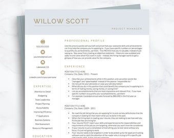 Modern Resume Template for Word & Pages: Includes 1, 2 and 3 page versions, Cover Letter, References, Resume Writing Guide, Instant Download