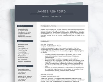 Professional Resume Template for Word and Pages | 1, 2 and 3 Page CV Template, Accounting Resume, Executive Instant Digital Download Resume