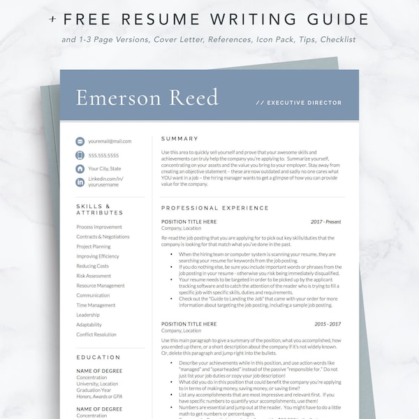 C Level Resume Template Etsy