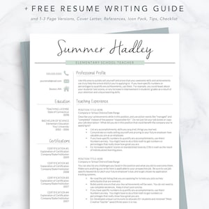 Teacher Resume Template for Word and Pages | 1, 2 & 3 Page Teacher Resume CV | Creative Education Resume, Elementary Resume, Resume Teacher