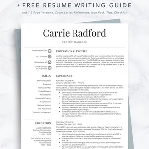 Professional Resume Template for Word & Pages | Professional CV Template | One, Two and Three Page Resume Template | Instant Download Resume