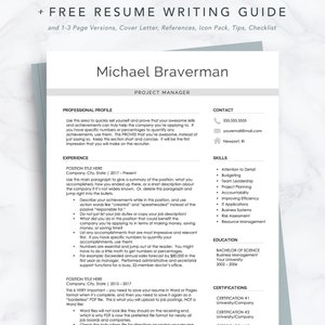 Project Manager Resume Template, Modern Resume Design | Professional Resume Template for Word and Pages | Minimalist Resume Template for Mac