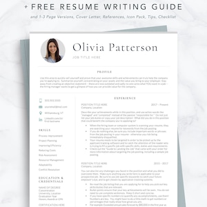 Resume Template with Headshot, Professional Resume with Photo Picture, Fashion Resume for Word & Pages, Sorority Resume, CV Template Word