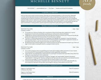 ATS Resume Template for Word, Pages & Google Docs | Easy to Edit, Professional Resume and Cover Letter Template for Job Applications