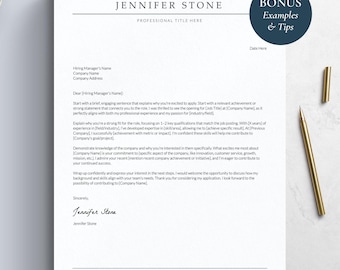 Professional Cover Letter Template for Word & Google Docs | Easy to Edit + 8 Page Guide with Cover Letter Examples | Job Application Letter
