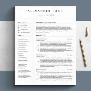 Profesjonalny szablon CV dla Dokumentów Google, Word i Pages z pasującym listem motywacyjnym | Profesjonalny szablon CV, format CV korporacyjnego