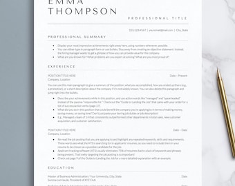 Modern ATS Resume Template for Google Docs, Word and Apple Pages | Single Column, ATS Friendly, Minimalist, Clean, Simple Resume Template