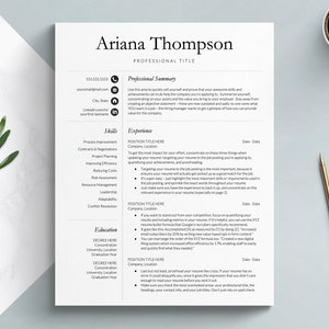 Simple, Professional Resume Template for Word, Pages & Google Docs | 1, 2 and 3 Page Resume Template, Cover Letter | Editable Resume Design