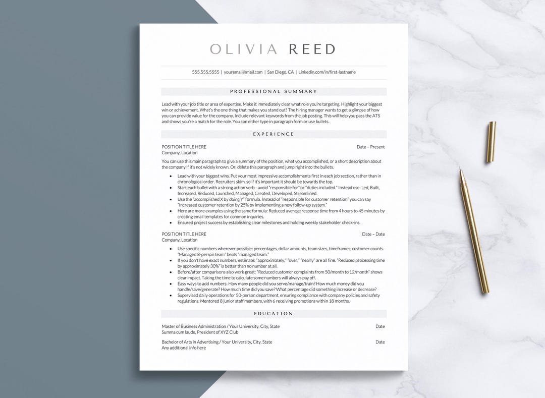 ATS Resume Template With Cover Letter | Modern CV Template for Google ...