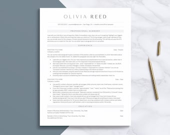 Plantilla de CV ATS con carta de presentación / Plantilla de CV moderna para Google Docs, Word y Pages