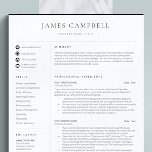 Executive Director Resume Template for Google Docs, Word & Pages | Professional Resume Template, CV Template, Business, IT Resume Template