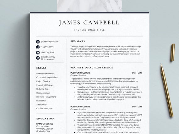 Executive Director Resume Template for Google Docs, Word & Pages | Professional Resume Template, CV Template, Business, IT Resume Template