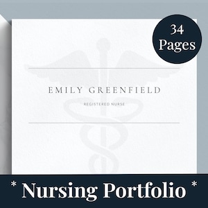 Plantilla de portafolio de enfermería para Google Docs y Word con plantilla de currículum y carta de presentación de enfermería compatibles con ATS, plantilla de portafolio profesional