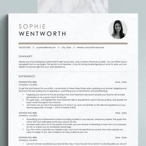 Currículum vitae simple con imagen, plantilla de currículum ATS para Google Docs, Word y Pages, plantilla de currículum con foto, plantilla de carta de presentación de CV simple