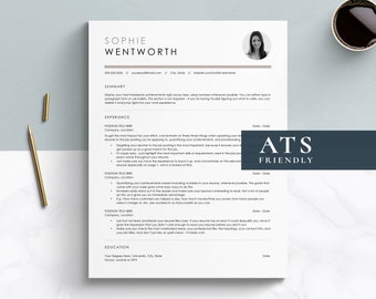 Simple Resume with Picture, ATS Resume Template for Google Docs, Word & Pages, Resume Template with Photo, Simple Resume and Cover Letter