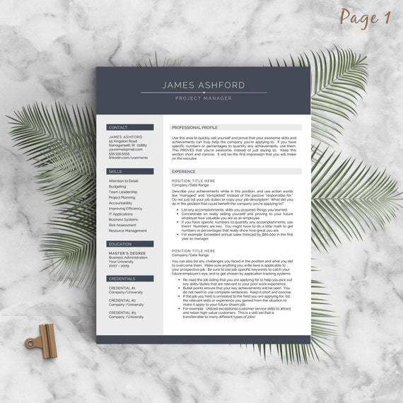 modern resume template for word and pages 1 3 page resume etsy 3 page resumes
