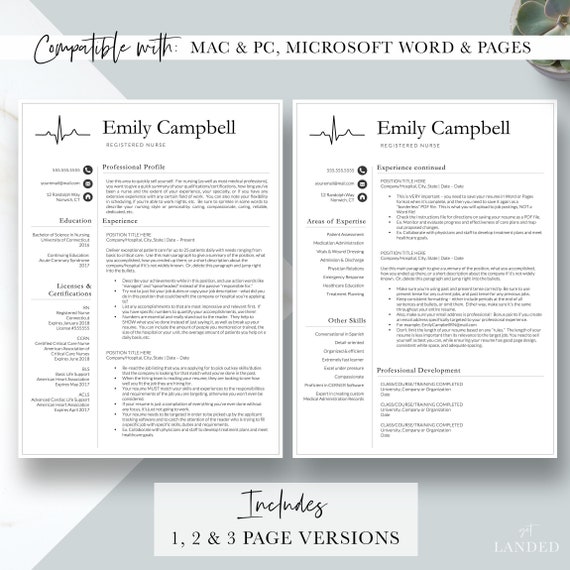 nurse resume template cv for nursing student nursing etsy