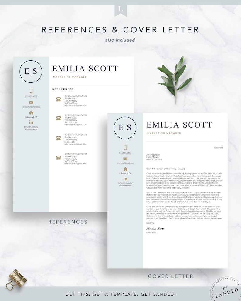 Creative, Stylish Resume Template for Word & Pages, Nurse Resume Template, Curriculum Vitae, 1, 2 and 3 Page Resume Cover Letter Template image 6