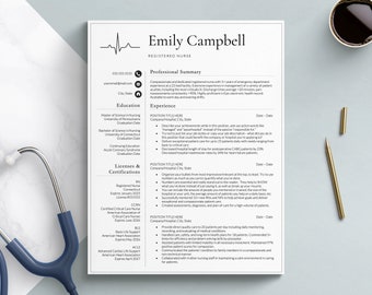 Nursing Resume Template for Google Docs, Word & Pages, Registered Nurse Resume, Remote Nurse, New Grad Nurse Practitioner Resume Template