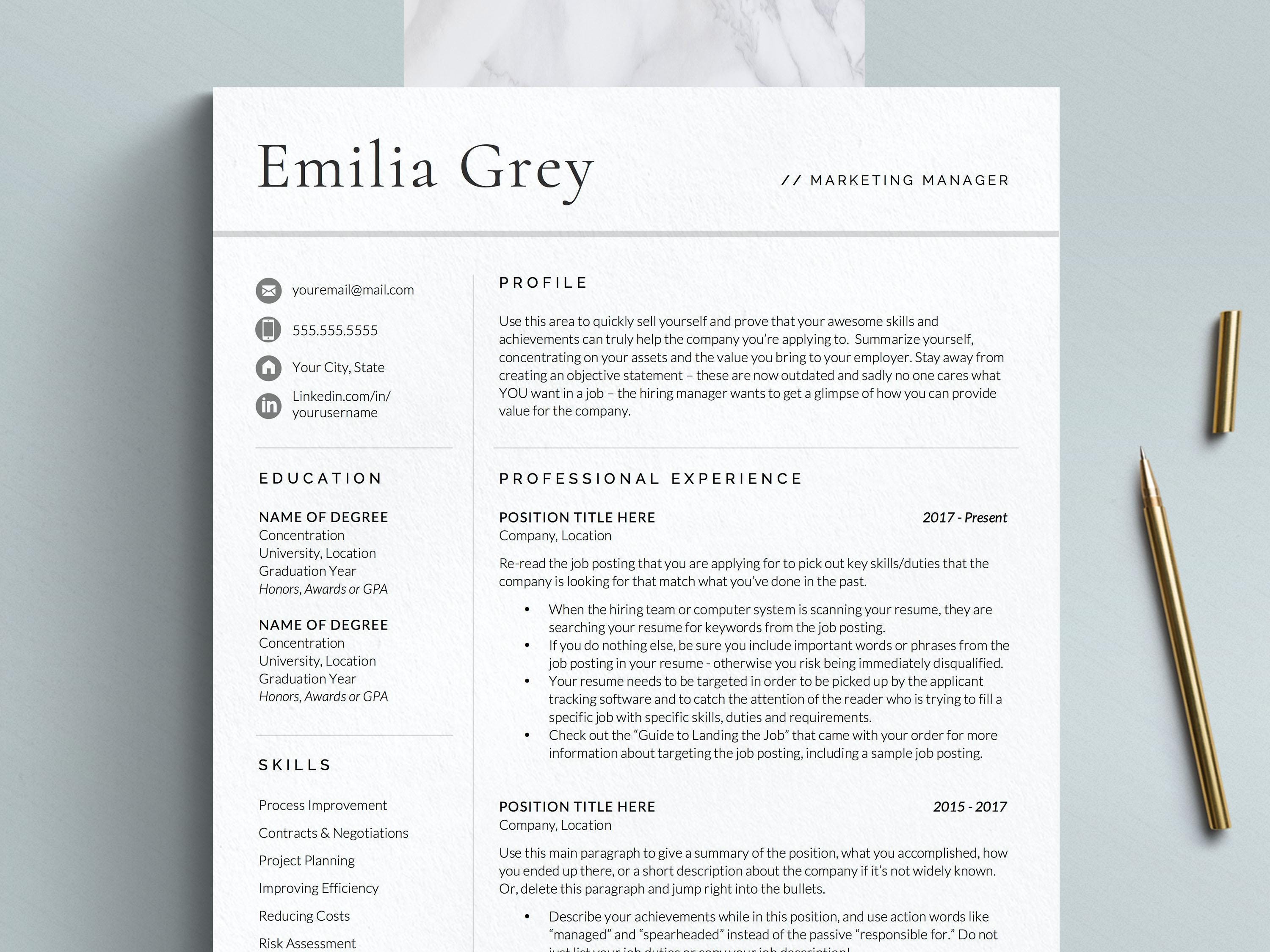 Full Resume Format Business Professional Resume Sample A4 CV Template