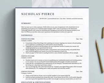 Plantilla de currículum vitae y carta de presentación profesional para Google Docs y Word / Formato de currículum ATS, currículum vitae de gerente, plantilla de CV ejecutivo en el Reino Unido