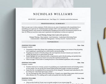 Plantilla de CV compatible con ATS con carta de presentación para Google Docs, Word y Pages / Formato de CV simple, plantilla de CV