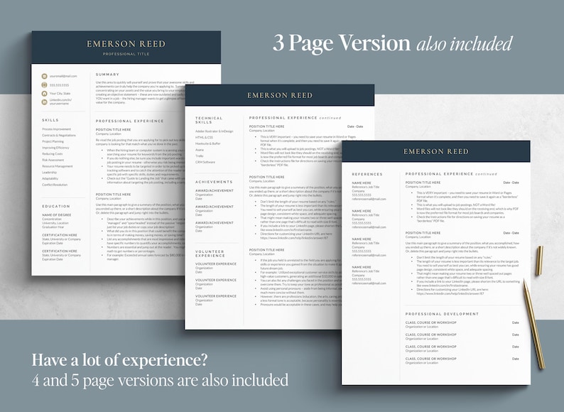 Executive Resume Template | Professional CV Template | Google Docs, Word & Pages | ATS Friendly, Editable, Cover Letter Included image 3