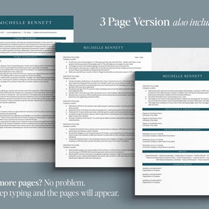 Google Docs Resume Template, 3 page resume for google docs, word and mac pages