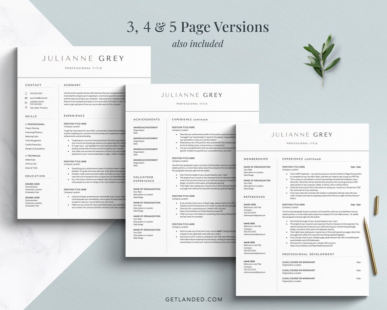 Modern Resume Template for Google Docs Word and Apple Pages Etsy
