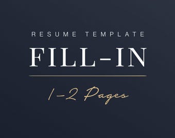 1 -2 Page Resume Template Fill-In, Resume Formatting Services: Includes Resume Customization, Matching Cover Letter, References