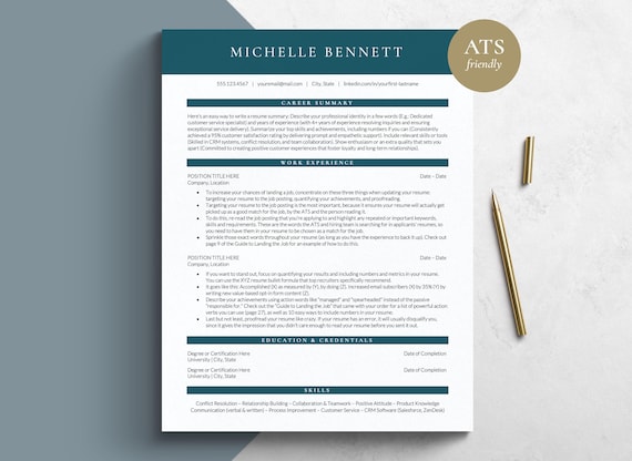 ATS Resume Template for Word, Pages & Google Docs | Easy to Edit, Professional Resume and Cover Letter Template for Job Applications