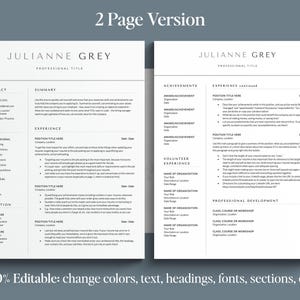 Modern Resume Template for Google Docs, Word and Mac Pages, 1-5 Page ...