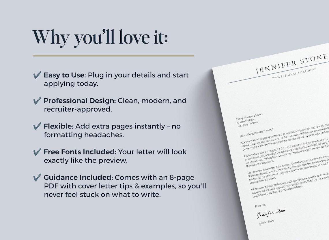 Professional Cover Letter Template for Word & Google Docs | Easy to ...