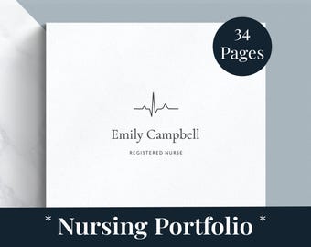 Nursing Portfolio Template for Google Docs & Word with 34 Pages: Includes Nurse Resume Template, Cover Letter,