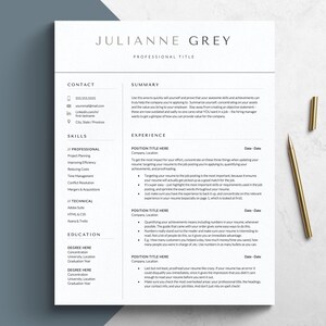 Modello di curriculum moderno per Google Docs, Word e Mac Pages, modelli di curriculum e lettere di presentazione da 1 a 5 pagine, modello di CV, curriculum minimalista