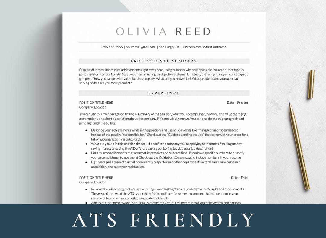 ATS Resume Template With Cover Letter | Modern CV Template for Google ...