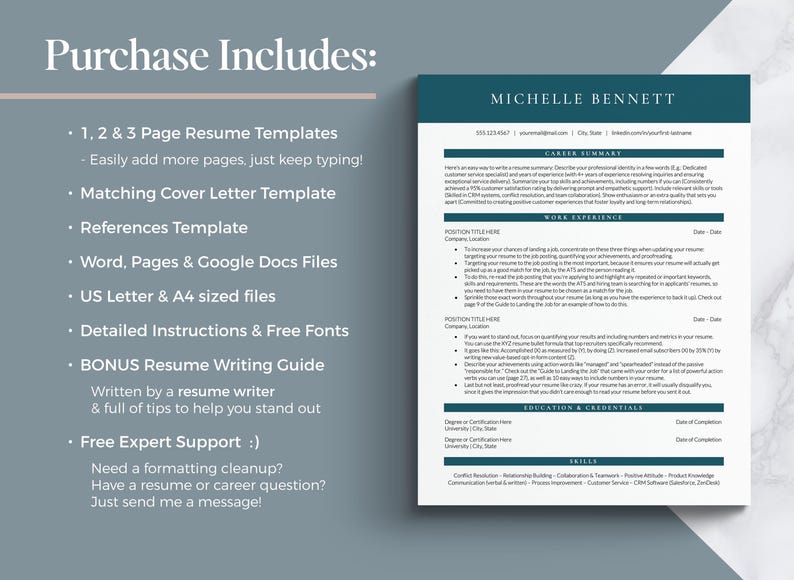 modern professional resume template for google docs word pages